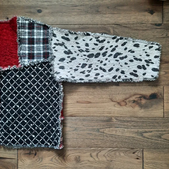 Patchwork Rag Quilt Upcycled Open Front Oversized Jacket - Picture 8 of 16